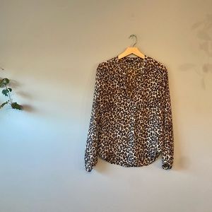 GUESS Medium Leopard Animal Pattern long sleeve blouse